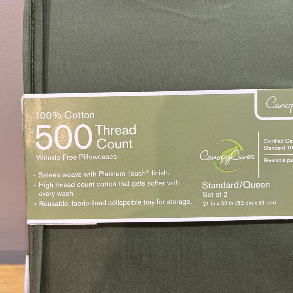 Canopy 500 TC Green 2‎ Standard/queen Platinum Touch Pillowcases